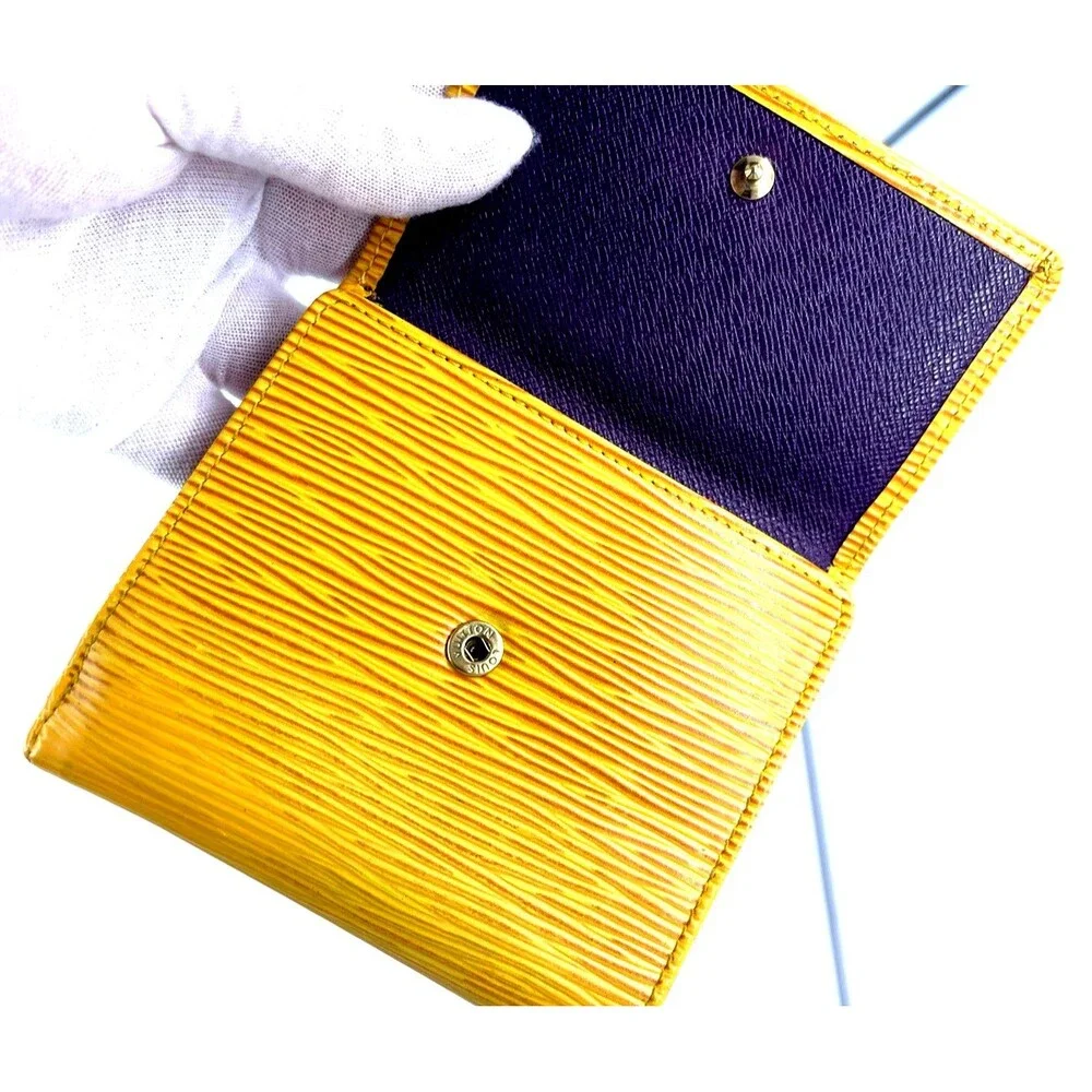 LOUIS VUITTON Portefeiulle Elise Yellow Epi Leather Credit Trifold Wallet France - Picture 5 of 13
